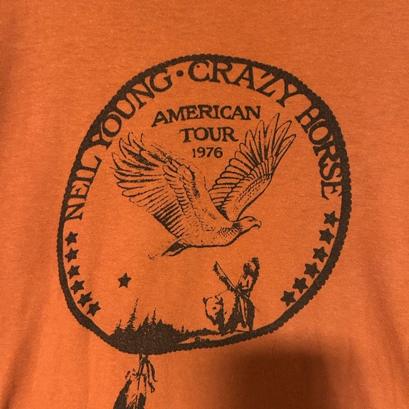 Vintage 1976 Neil Young Crazy Horse Tour Rust Graphic T‑Shirt Size S-M - Picture 2 of 8
